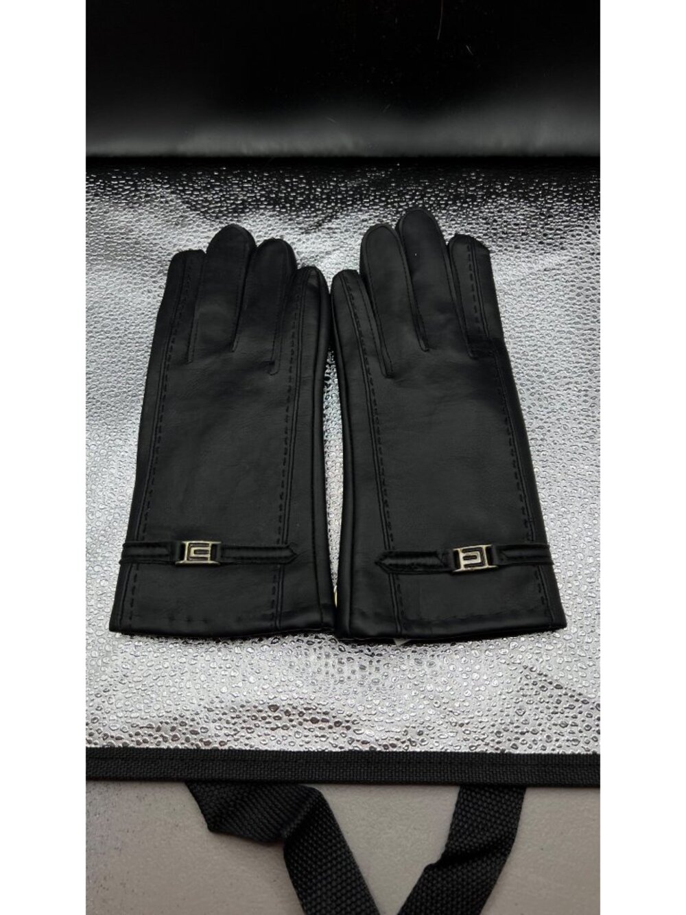 NWT Black Womens Gloves With Buckle Detail Vintage Elegant Timeless Design NOS
